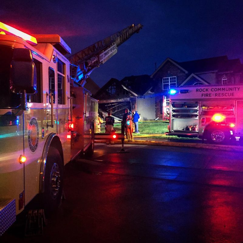 Emergency vehicle lights at night