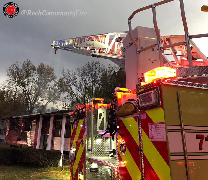 ladder truck at dusk